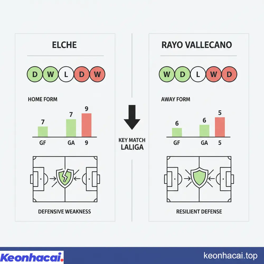 So sánh sức mạnh tổng thể Elche vs Rayo Vallecano trước thềm trận đấu quan trọng tại LaLiga