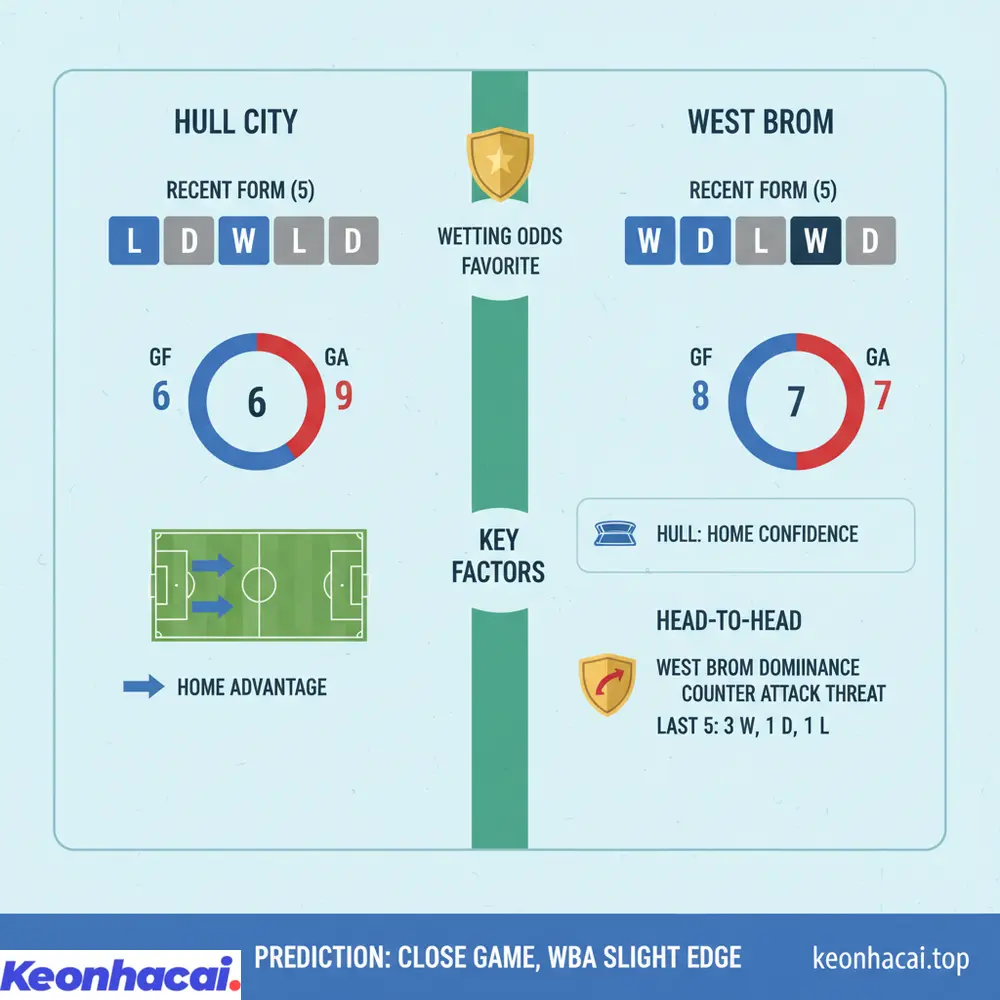 Mặc dù Hull có lợi thế sân nhà, West Brom vẫn được đánh giá cửa trên hơn dựa trên thành tích đối đầu và khả năng tạo đột biến