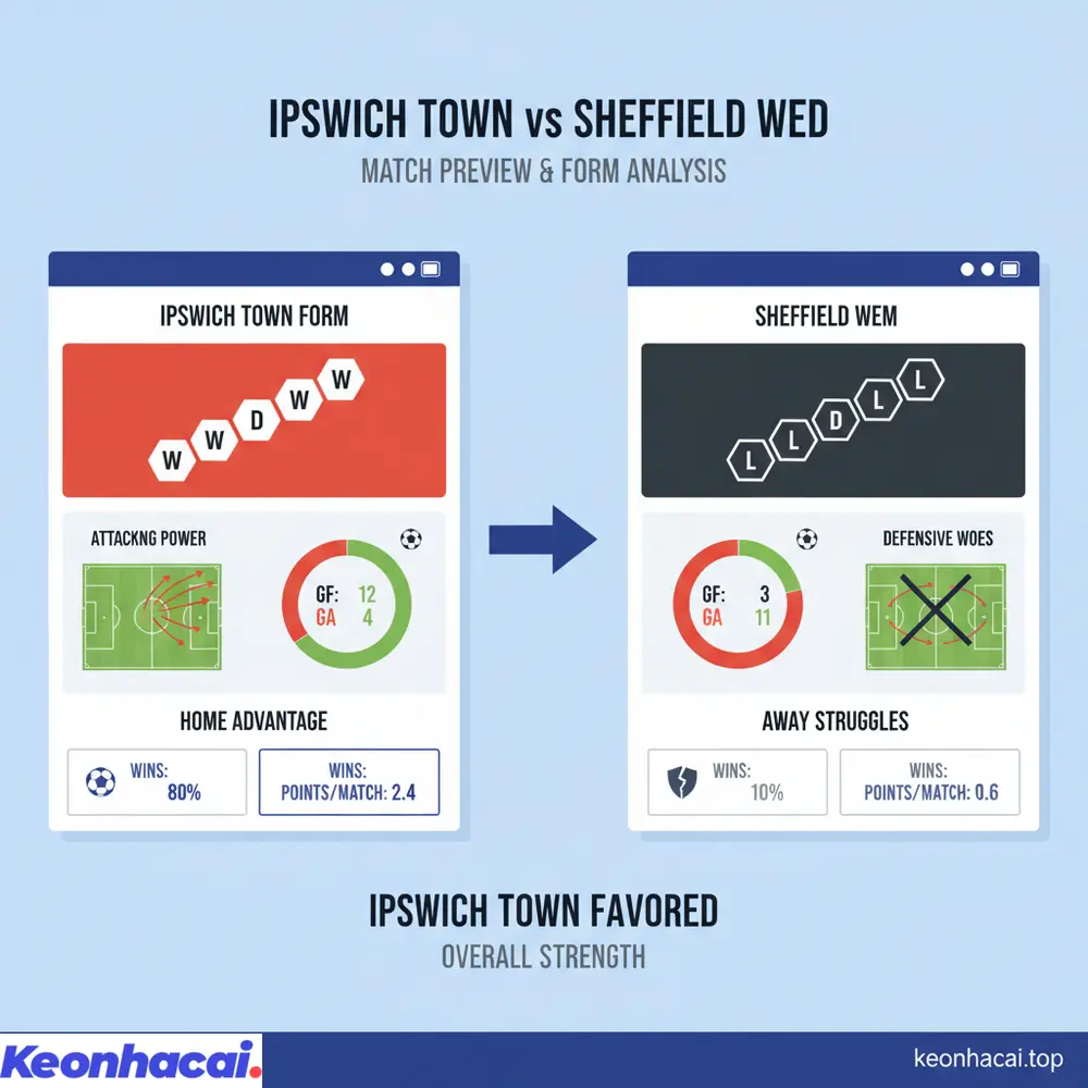 Tổng quan nhận định Ipswich Town vs Sheffield Wed cho thấy Ipswich Town có lợi thế lớn về mọi mặt, từ phong độ đến đối đầu