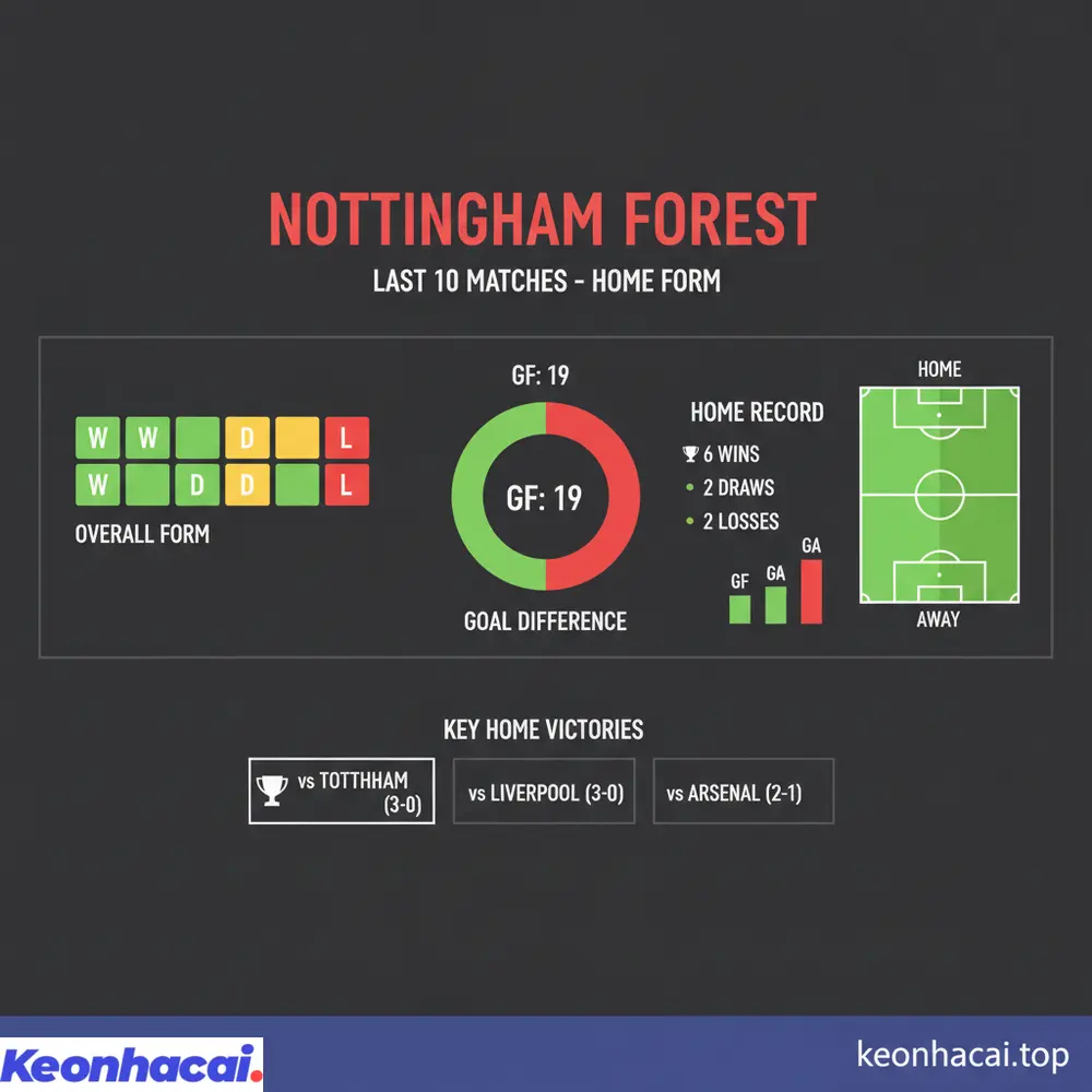 Nottingham cho thấy phong độ ấn tượng tại sân nhà, giành 6 chiến thắng và 2 trận hòa trong 10 trận gần đây