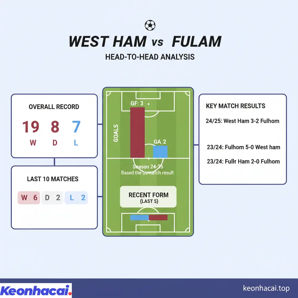 Lịch sử đối đầu West Ham vs Fulham cho thấy lợi thế nghiêng về West Ham nhưng Fulham cũng đã có những chiến thắng đậm gần đây